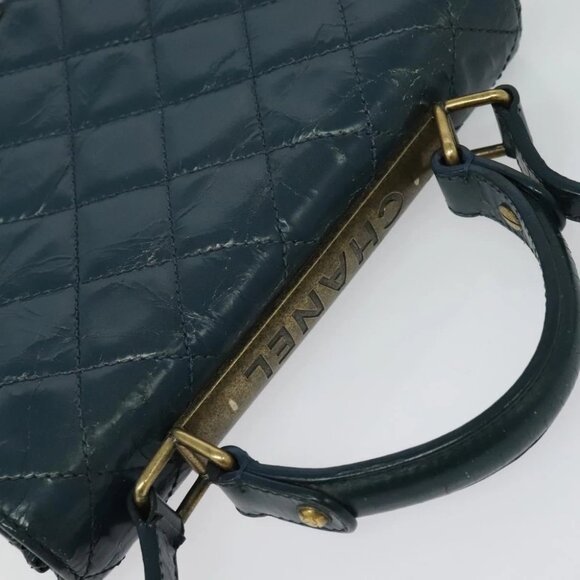 CHANEL Matelasse Chain Shoulder Bag Leather 2way Green Gold CC Auth 125767 - Picture 7 of 14